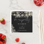 Zwarte En Witte Rozen Slingerlichten Gotische Brui Servet (Insitu)