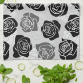 zwarte en witte rozen theedoek (Gevouwen)