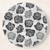 zwarte en witte rozen zandsteen onderzetter (Voorkant)