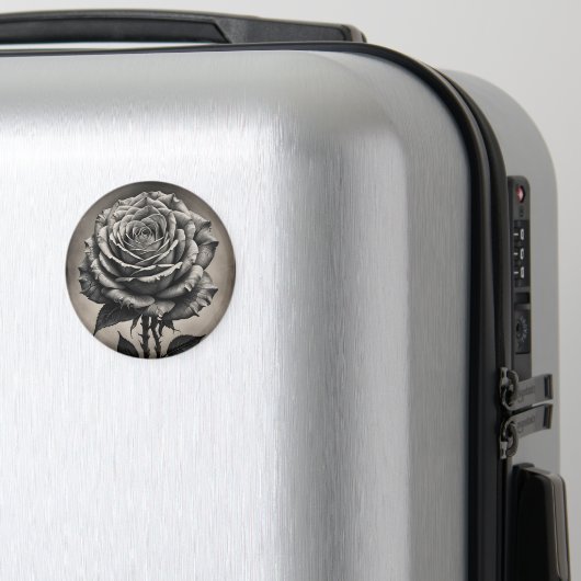 Zwarte en witte rozenbloem magneet (Insitu (bagage))