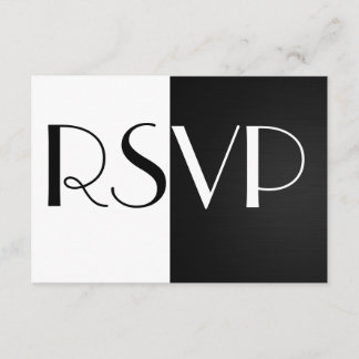 Zwarte en witte RSVP-kaart RSVP Kaartje