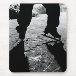 Zwarte en witte Schaatsen Silhouette Muismat
