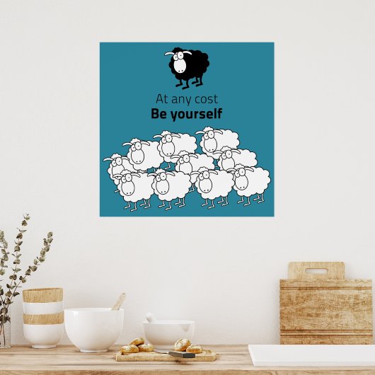 Zwarte en witte schapen poster (Keuken)