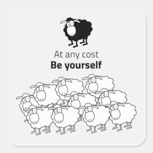 Zwarte en witte schapen vierkante sticker