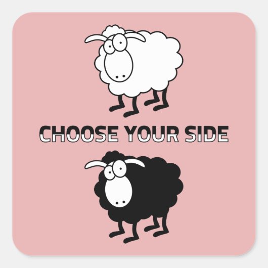 Zwarte en witte schapen vierkante sticker (Voorkant)