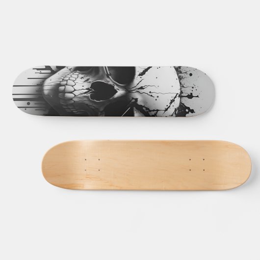 Zwarte en witte schedel #3 - Numb-Skulls Design Skateboard (Horizontaal)