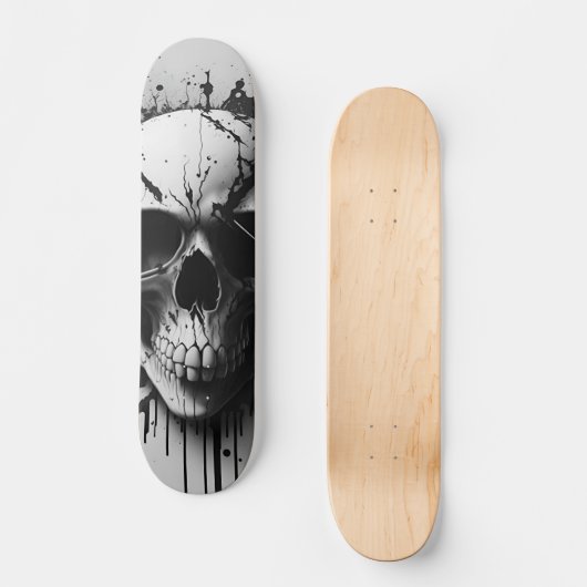 Zwarte en witte schedel #3 - Numb-Skulls Design Skateboard (Voorkant)