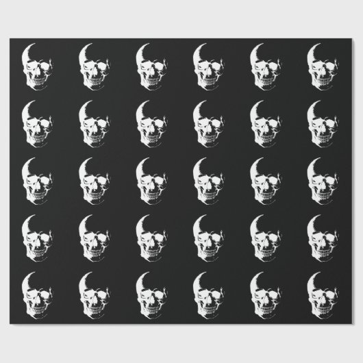 Zwarte en witte schedel cadeaupapier (Vlak)
