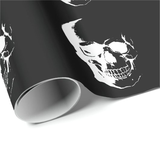 Zwarte en witte schedel cadeaupapier (Rol Hoek)