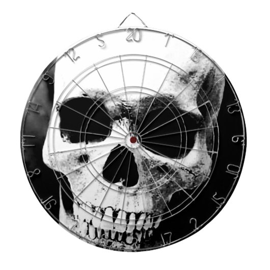 Zwarte en witte schedel dartbord (Voorkant)