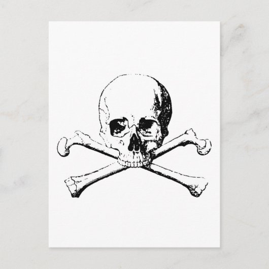 Zwarte en witte schedel en Botten Briefkaart (Voorkant)