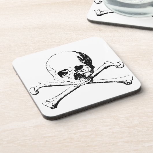 Zwarte en witte schedel en Botten Drankjes Onderzetter (Linkerzijde)