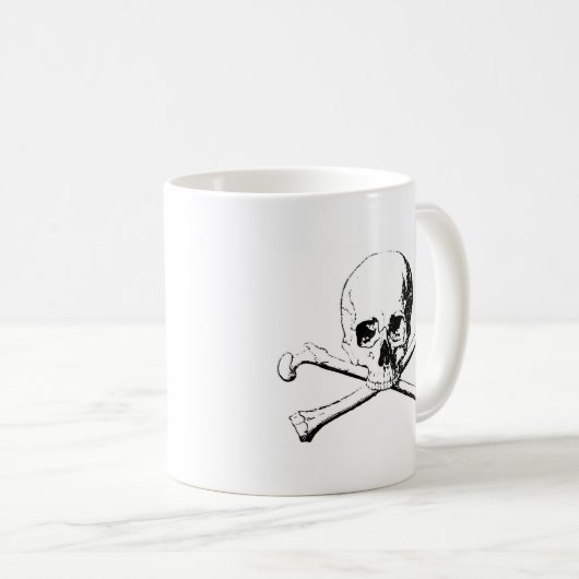 Zwarte en witte schedel en Botten Koffiemok (Voorkant rechts)
