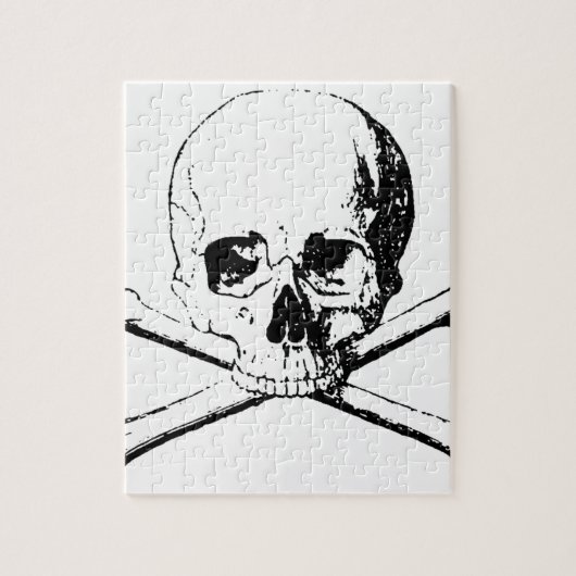 Zwarte en witte schedel en Botten Legpuzzel (Verticaal)