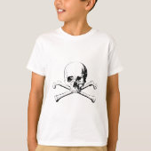 Zwarte en witte schedel en Botten T-shirt (Voorkant)