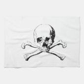 Zwarte en witte schedel en Botten Theedoek (Horizontaal)