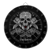 Zwarte en witte schedel en Pistolen Dartbord (Voorkant)