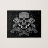 Zwarte en witte schedel en Pistolen Legpuzzel (Horizontaal)
