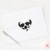 Zwarte en witte schedel hart sticker (Envelop)