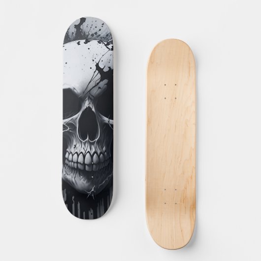 Zwarte en witte schedel - Numb-Skulls ontwerp Skateboard (Voorkant)