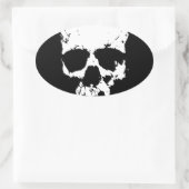 Zwarte en witte schedel ovale sticker (Tas)
