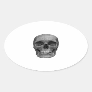 Zwarte en witte schedel ovale sticker