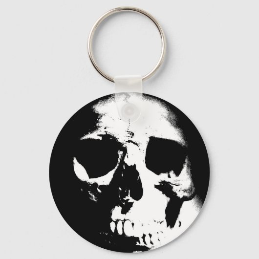 Zwarte en witte schedel sleutelhanger (Voorkant)