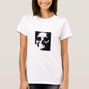 Zwarte en witte schedel t-shirt