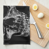 Zwarte en witte schedel theedoek (Quarter Fold)