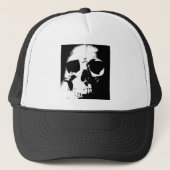 Zwarte en witte schedel trucker pet (Voorkant)