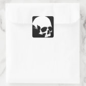 Zwarte en witte schedel vierkante sticker (Tas)