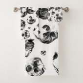 Zwarte en witte schedels Skeletspieren Kunstpatroo Bad Handdoek (Insitu)