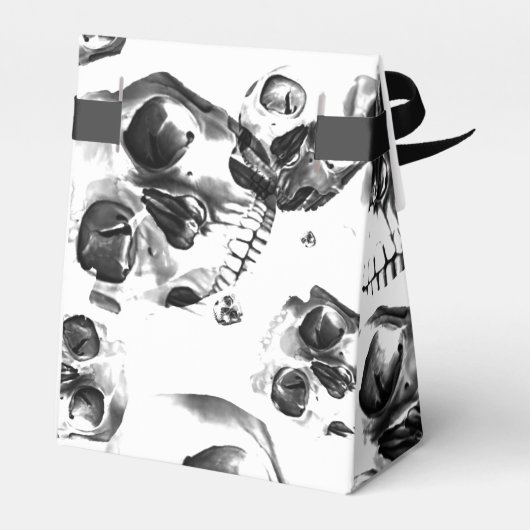 Zwarte en witte schedels Skeletspieren Kunstpatroo Bedankdoosjes (Achterkant)