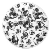Zwarte en witte schedels Skeletspieren Kunstpatroo Keramische Knop (Voorkant)