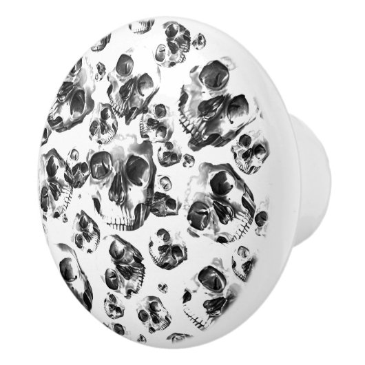 Zwarte en witte schedels Skeletspieren Kunstpatroo Keramische Knop (Rechts)