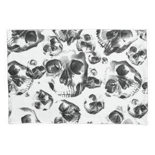 Zwarte en witte schedels Skeletspieren Kunstpatroo Kussensloop