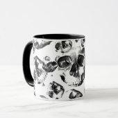 Zwarte en witte schedels Skeletspieren Kunstpatroo Mok (Voorkant links)
