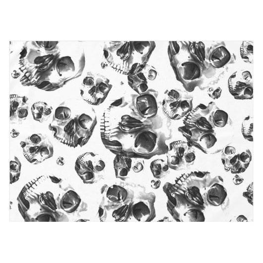 Zwarte en witte schedels Skeletspieren Kunstpatroo Tafelkleed (Voorkant (Horizontaal))