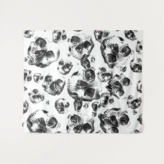 Zwarte en witte schedels Skeletspieren Kunstpatroo Wandkleed (Voorkant (horizontaal))