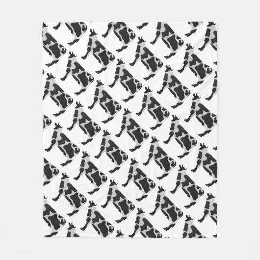 Zwarte en Witte Silhouet van Koe Fleece Deken (Voorkant)