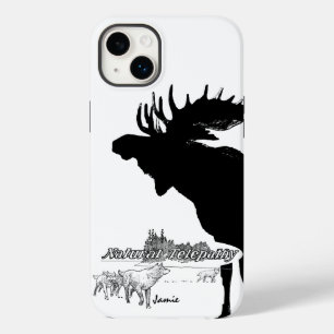 Zwarte en witte Silhouette  Moose Wolf Case-Mate iPhone 14 Plus Hoesje