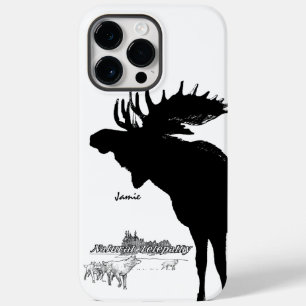 Zwarte en witte Silhouette  Moose Wolf Case-Mate iPhone 14 Pro Max Hoesje