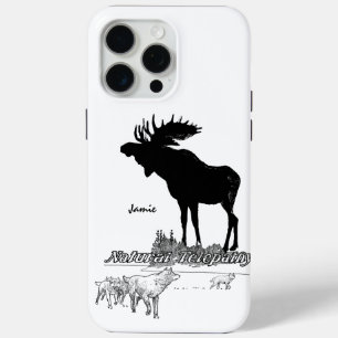 Zwarte en witte Silhouette  Moose Wolf iPhone 15 Pro Max Hoesje