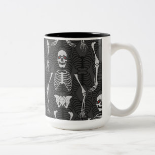 Zwarte en witte skeletten Halloween Mok