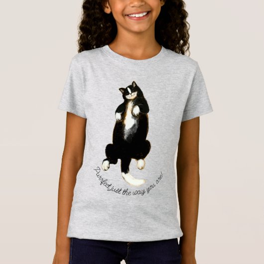 Zwarte en witte slaapkat T-Shirt (Voorkant)