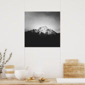 Zwarte en witte sneeuwberg poster (Keuken)