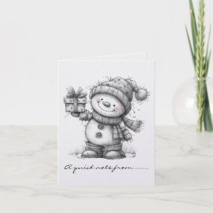 Zwarte en Witte Sneeuwman en Cadeau Notitiekaartje