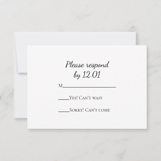 Zwarte en witte sneeuwvlok winterbruiloft RSVP (Achterkant)