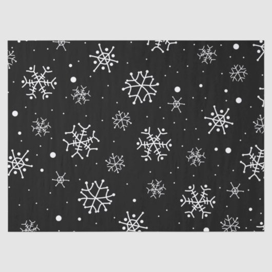 Zwarte en witte sneeuwvlokken tissuepapier (Voorkant)