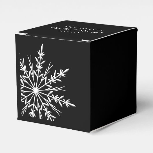 Zwarte en witte sneeuwvlokken Winterbruiloft Bedankdoosjes (Voorkant Zijde)